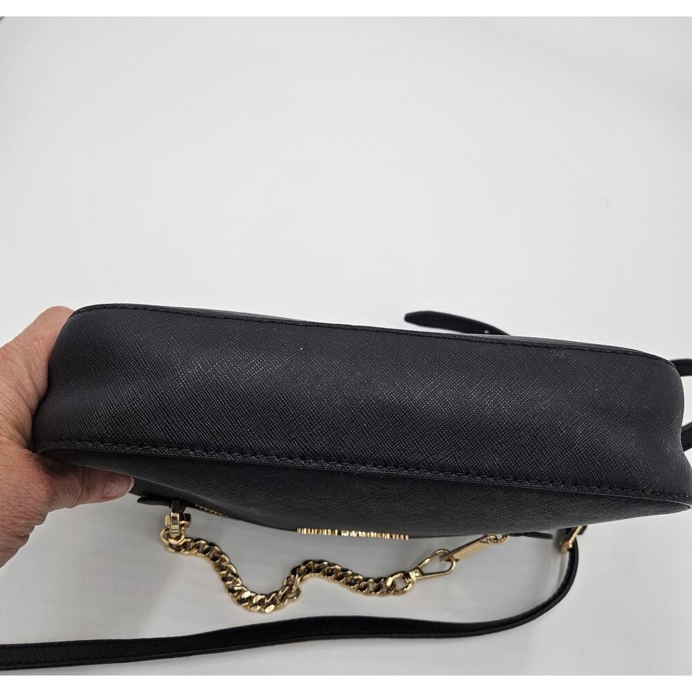 Michael Kors Jet Set Large Saffiano Leather Crossbody Bag Gold Chain Career Glam - Picture 5 of 16